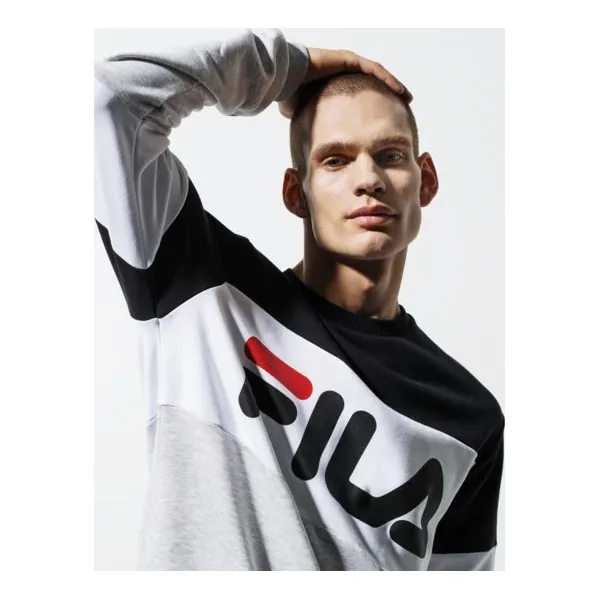 Fila Bluza Straight Blocked Crew , szary, rozmiar XL. Szare bluzy męskie Fila, xl, z aplikacjami, z bawełny, bez kołnierzyka, bez rękawów, bez kaptura. Za 279,99 zł.