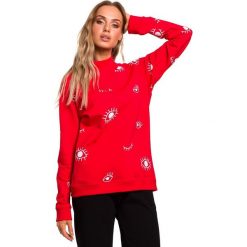 Bluza oversize z nadrukiem - czerwona. Czerwone bluzy damskie Moe, z elastanu, bez kaptura. W wyprzedaży za 169,00 zł.