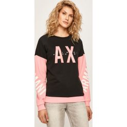 Armani Exchange - Bluza. Czarne bluzy damskie Armani Exchange, s, z nadrukiem, z elastanu, bez rękawów, bez kaptura. W wyprzedaży za 379,90 zł.