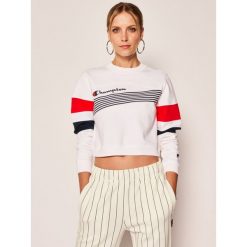 Bluza Champion Graphic Stripe And Colour Block Cropped 112761. Niebieskie bluzy damskie Champion, s, bez wzorów, z bawełny, bez rękawów, bez kaptura. Za 289,00 zł.