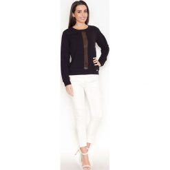 Czarna Nierozpinana Bluza z Przezroczystym Pionowym Panelem. Czarne podkoszulki damskie marki Molly.pl, s, z aplikacjami, z bawełny, bez rękawów. Za 89,90 zł.