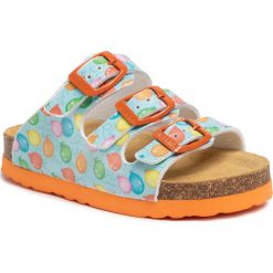 Klapki DR. BRINKMANN - 500286 S Hellblau/Orange 55. Niebieskie sandały dziewczęce Dr. Brinkmann, ze skóry ekologicznej, bez zapięcia. Za 109,00 zł.