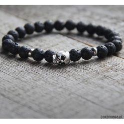 Męska bransoletka :: black lava & skull V. Czarne bransoletki męskie marki Pakamera. Za 70,00 zł.