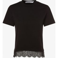 Calvin Klein Jeans - T-shirt damski, czarny. Czarne t-shirty damskie Calvin Klein Jeans, s, w koronkowe wzory, z jeansu, eleganckie, bez kołnierzyka. Za 229,95 zł.