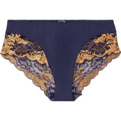 Figi "panty" bonprix jagodowo-musztardowy. Niebieskie majtki damskie bonprix, bez wzorów. Za 29,99 zł.