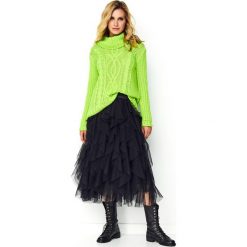 Spódnica tiulowa midi czarna. Czarne spódniczki damskie e-margeritka.pl, s, bez wzorów, z tkaniny, eleganckie, z krótkim rękawem, krótkie, bez kaptura. Za 198,99 zł.