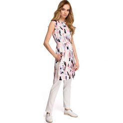 Wzorzysta Nowoczesna Tunika Przewiązana Paskiem - Wzór 2. Czerwone tuniki damskie eleganckie marki Molly.pl, na co dzień, l, w paski. Za 129,90 zł.