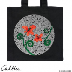 Czerwone kwiaty - torba premium. Czerwone shopper bag damskie Pakamera, w kwiaty, z materiału. Za 79,00 zł.