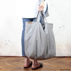 Torebki klasyczne damskie: Lazy bag torba jasnoszara na zamek / vegan / eco