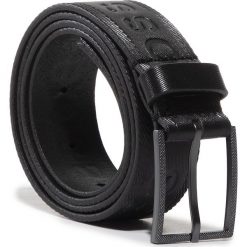 Pasek Męski BOSS - Tril-Logo 50430111 001. Czarne paski męskie Boss, w paski, ze skóry. W wyprzedaży za 279,00 zł.