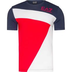 T-shirt EA7 EMPORIO ARMANI. Białe t-shirty męskie EA7 Emporio Armani, z nadrukiem, z bawełny, sportowe, z okrągłym kołnierzem. Za 340,00 zł.