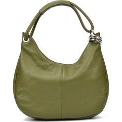 Shopper bag damskie: Skórzana torebka w kolorze zielonym – (S)39 x (W)28 x (G)3 cm