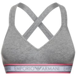 Biustonosz top Emporio Armani Underwear 163995 9P217 01548. Szare biustonosze Emporio Armani Underwear, bez wzorów, z elastanu. W wyprzedaży za 139,00 zł.