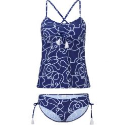 Tankini (2 części) bonprix granatowo-biały z nadrukiem. Niebieskie stroje kąpielowe damskie bonprix, z nadrukiem. Za 89,99 zł.