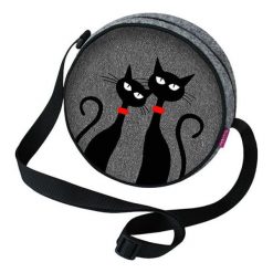 Torebka "Twist" w kolorze szarym ze wzorem - Ø 20 cm. Szare torebki klasyczne damskie Bertoni, w paski, z materiału. W wyprzedaży za 57,95 zł.
