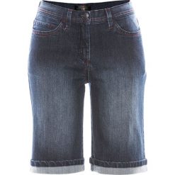 Bermudy dżinsowe bonprix ciemny denim. Niebieskie jeansy damskie bonprix, z jeansu. Za 42,99 zł.