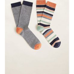 Mango Man - Skarpety Stripe (2-pak). Pomarańczowe skarpetki męskie marki Mango Man, bez wzorów, z elastanu. Za 49,90 zł.