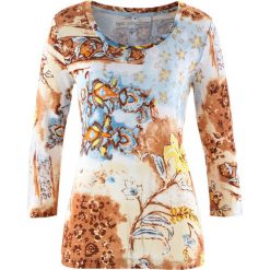 Shirt z nadrukiem, rękawy 3/4 bonprix cytrynowy sorbetowy - niebieski Chagall z nadrukiem. Żółte koszulki damskie marki bonprix, z nadrukiem, bez kołnierzyka. Za 74,99 zł.
