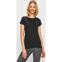 Under Armour - T-shirt. Czarne topy damskie Under Armour, s, bez wzorów, z elastanu, z okrągłym kołnierzem. Za 129,90 zł.