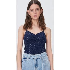 Top na cienkich ramiączkach - Granatowy. Niebieskie topy damskie Sinsay, s, bez wzorów, bez kołnierzyka. Za 14,99 zł.