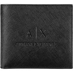 Armani Exchange Portfel Czarny. Czarne portfele męskie Armani Exchange, bez wzorów, ze skóry. Za 352,95 zł.