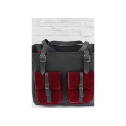 Skórzana Shopper II Pockets ciemno szary. Szare torby damskie na zakupy marki Fabiola, w paski, ze skóry, duże. Za 313,00 zł.