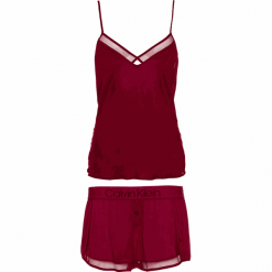 Calvin Klein piżama damska Cami/Short Sleep Set XL bordowa. Czerwone piżamy damskie Calvin Klein, xl, bez wzorów, bez rękawów. Za 309,00 zł.