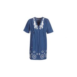 Sukienki krótkie Desigual ELECTRA. Niebieskie sukienki damskie Desigual, bez wzorów, bez kołnierzyka, z krótkim rękawem, krótkie, mini. Za 529,00 zł.