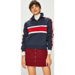 Tommy Jeans - Bluza. Różowe bluzy rozpinane damskie Tommy Jeans, m, z bawełny, z krótkim rękawem, krótkie, bez kaptura. Za 449,90 zł.