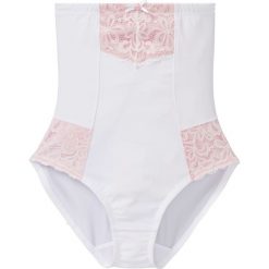 Figi shape Level 3 bonprix biało-jasnoróżowy. Białe figi damskie marki bonprix, bez wzorów, z bawełny. Za 59,99 zł.