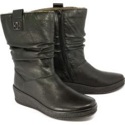 RIEKER Y4473-00 black, kozaki damskie. Czarne kozaki damskie Rieker, ze skóry, bez obcasa, na zamek. Za 399,90 zł.