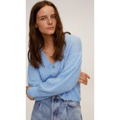 Mango - Kardigan Parton. Niebieskie swetry damskie Mango, s, bez wzorów, z wełny, bez rękawów, bez kaptura. Za 119,99 zł.