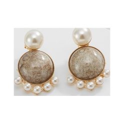Kolczyki damskie: Anton Heunis PEARL FRINGE DISC EARRING Kolczyki grey/goldcoloured