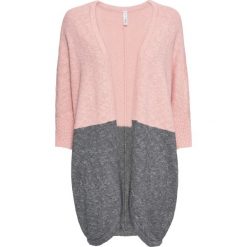Kardigan oversize bonprix stary róż - szary melanż. Różowe swetry damskie bonprix, bez wzorów, retro, bez rękawów, bez kaptura. Za 59,99 zł.