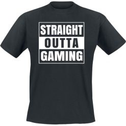Straight Outta Gaming T-Shirt czarny. Czarne koszulki męskie Straight Outta Gaming, l, z nadrukiem, z okrągłym kołnierzem. Za 32,90 zł.
