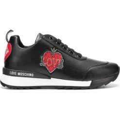 Love Moschino Tenisówki Czarny. Czarne trampki i tenisówki damskie Love Moschino, z aplikacjami, ze skóry, bez zapięcia. Za 1070,95 zł.