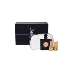 Kosmetyczki damskie: Yves Saint Laurent Black Opium zestaw Edp 50ml + 1,3ml Pomadka Rouge Pur Couture 1 + Kosmetyczka dla kobiet