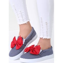 Trampki damskie slip on: Niebiesko-Czerwone Slip On Stop Crying