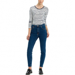 Dżinsy "Joyce" - Regular fit - w kolorze granatowym. Niebieskie spodnie z wysokim stanem marki Cross Jeans, z aplikacjami, z tkaniny. W wyprzedaży za 127,95 zł.