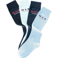 Podkolanówki H.I.S (4 pary) bonprix niebieski + jasnoniebieski + głęboki niebieski + ciemnoniebieski. Niebieskie skarpetki męskie marki bonprix. Za 59,96 zł.