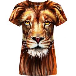 T-shirty damskie: T-shirt w kolorze jasnobrązowym ze wzorem