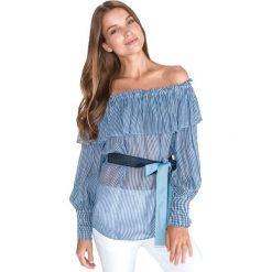 Pinko Becky Bluzka Niebieski. Niebieskie bluzki damskie Pinko, s, w paski, z wiskozy, bez kołnierzyka, bez rękawów. Za 1388,95 zł.