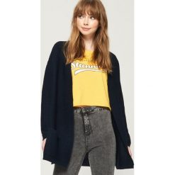 Kardigan z kieszeniami - Granatowy. Niebieskie kardigany damskie marki Sinsay, l. Za 59,99 zł.