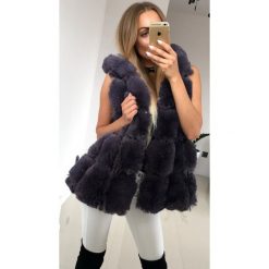 Kaptur Kamizelka La Furs Premium kolor Szara XL. Szare kamizelki damskie LIGARI, xl, bez wzorów, z bawełny, bez kaptura. Za 299,00 zł.