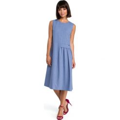 AGNES Zwiewna sukienka midi bez rękawów - niebieska. Niebieskie sukienki na komunię marki BE, l, z tkaniny, bez rękawów, midi, oversize. Za 139,99 zł.