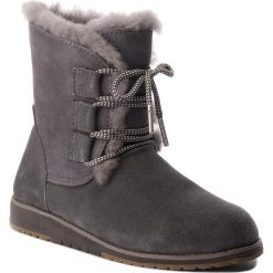 Buty EMU AUSTRALIA - Illawong W11657 Charcoal. Szare kozaki damskie EMU Australia, na imprezę, ze skóry, bez obcasa, bez zapięcia. W wyprzedaży za 319,00 zł.