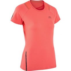 Koszulka do biegania RUN DRY+ damska. Szare bluzki damskie KALENJI, bez wzorów, z elastanu, bez kołnierzyka. Za 39,99 zł.