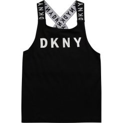 Dkny - Top dziecięcy 152-158 cm. Czarne bluzki dziewczęce DKNY, z nadrukiem, z elastanu, z okrągłym kołnierzem, bez rękawów, bez kaptura. Za 169,90 zł.