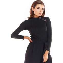 Sweter A315 czarny. Czarne swetry damskie Awama, s, z aplikacjami, z dzianiny, wizytowe, długie. Za 152,52 zł.