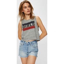 Levi's - Top. Brązowe topy damskie marki Levi's®, l, z nadrukiem, z bawełny, z okrągłym kołnierzem. Za 89,90 zł.